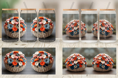 Glass Can Wrap Mushromm Embroidery Sublimation artnoy 