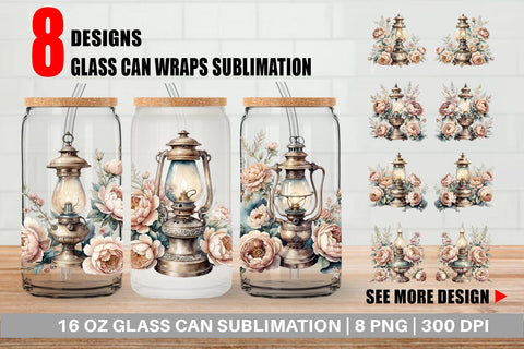 Glass Can Wrap Oil Lamp Sublimation artnoy 
