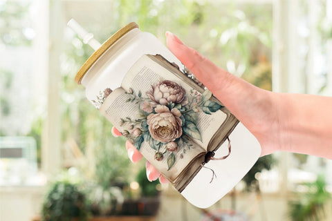 Glass Can Wrap Old Books Sublimation artnoy 