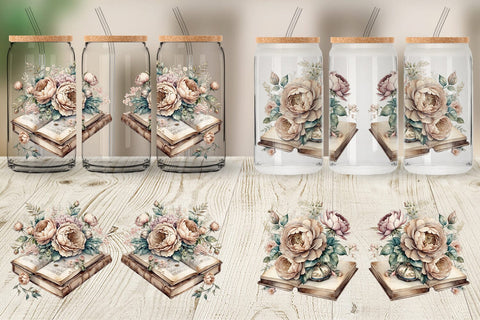 Glass Can Wrap Old Books Sublimation artnoy 