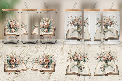 Glass Can Wrap Old Books Sublimation artnoy 