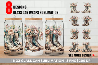 Glass Can Wrap Old Boots Sublimation artnoy 