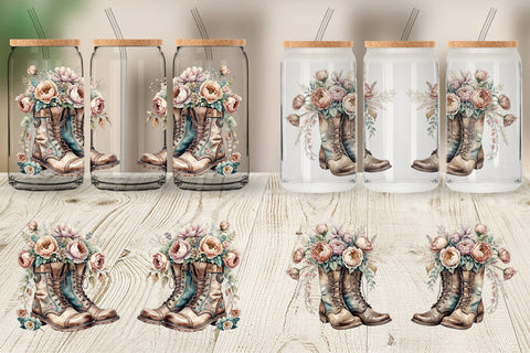 Glass Can Wrap Old Boots Sublimation artnoy 