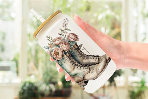 Glass Can Wrap Old Boots Sublimation artnoy 