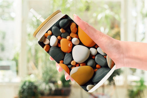 Glass Can Wrap Orange Stone Texture Sublimation artnoy 