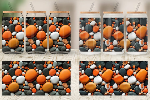 Glass Can Wrap Orange Stone Texture Sublimation artnoy 
