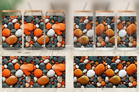 Glass Can Wrap Orange Stone Texture Sublimation artnoy 