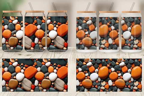 Glass Can Wrap Orange Stone Texture Sublimation artnoy 