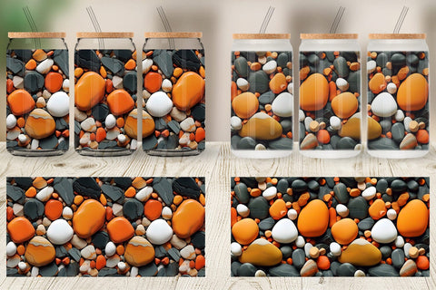 Glass Can Wrap Orange Stone Texture Sublimation artnoy 