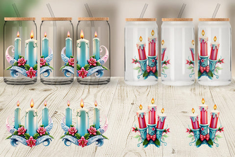 Glass Can Wrap Ornate Candles Sublimation artnoy 