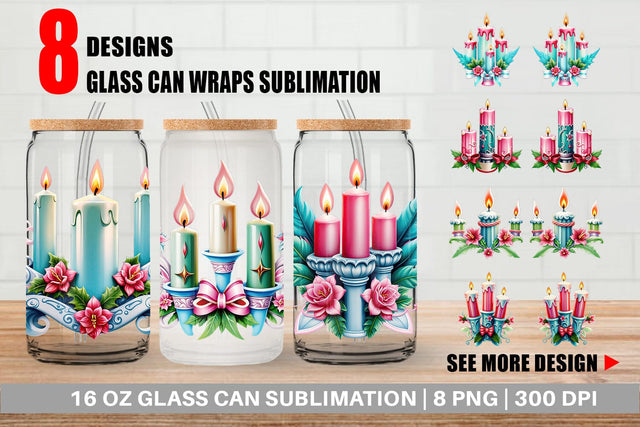 Glass Can Wrap Ornate Candles Sublimation artnoy 