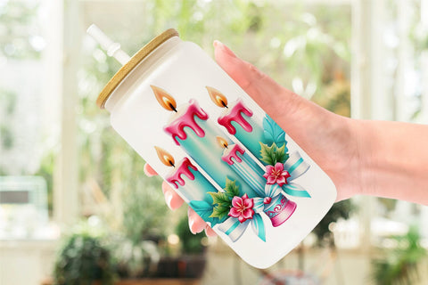 Glass Can Wrap Ornate Candles Sublimation artnoy 