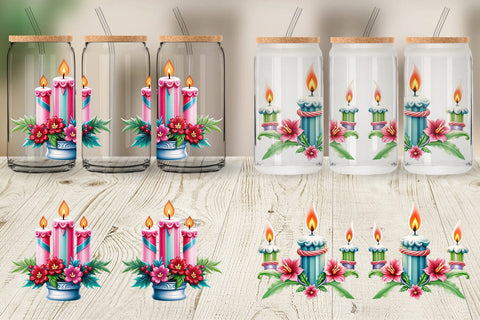Glass Can Wrap Ornate Candles Sublimation artnoy 