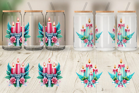 Glass Can Wrap Ornate Candles Sublimation artnoy 