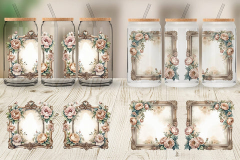 Glass Can Wrap Ornate Frame Sublimation artnoy 