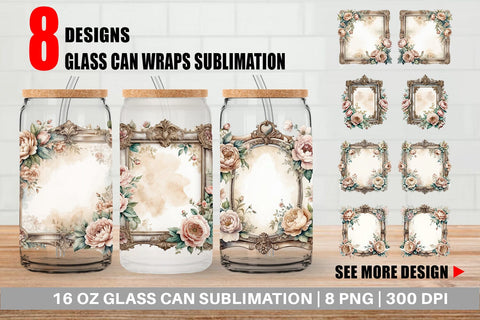 Glass Can Wrap Ornate Frame Sublimation artnoy 