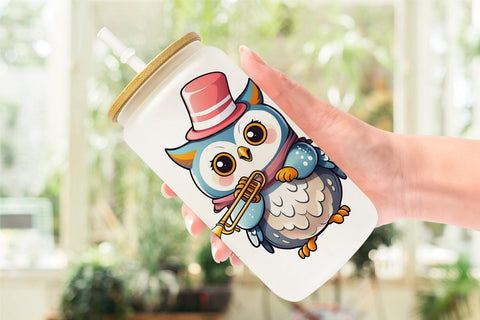 Glass Can Wrap Owl New Year Sublimation artnoy 