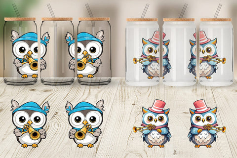 Glass Can Wrap Owl New Year Sublimation artnoy 