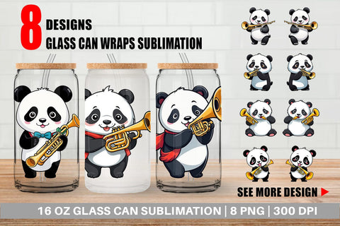 Glass Can Wrap Panda New Year Sublimation artnoy 