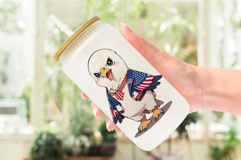Glass Can Wrap Patriotic Eagle Sublimation artnoy 