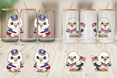 Glass Can Wrap Patriotic Eagle Sublimation artnoy 