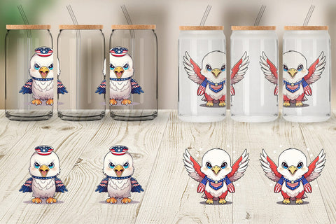 Glass Can Wrap Patriotic Eagle Sublimation artnoy 