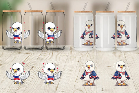 Glass Can Wrap Patriotic Eagle Sublimation artnoy 