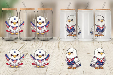 Glass Can Wrap Patriotic Eagle Sublimation artnoy 