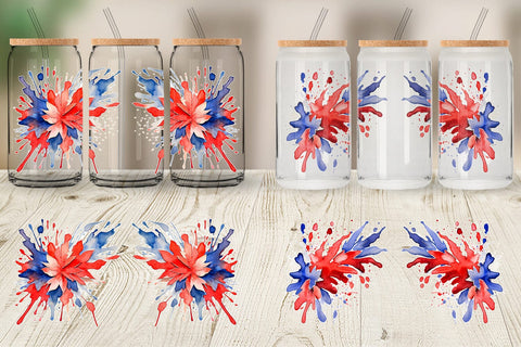 Glass Can Wrap Patriotic Splash Sublimation artnoy 