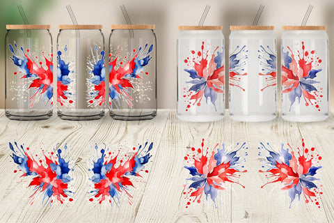 Glass Can Wrap Patriotic Splash Sublimation artnoy 