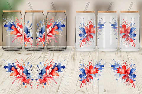 Glass Can Wrap Patriotic Splash Sublimation artnoy 