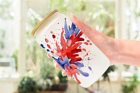 Glass Can Wrap Patriotic Splash Sublimation artnoy 