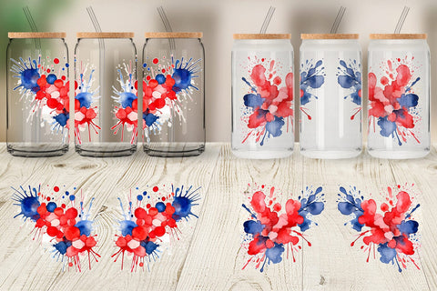 Glass Can Wrap Patriotic Splash Sublimation artnoy 