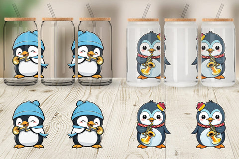 Glass Can Wrap Penguin New Year Sublimation artnoy 