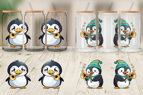 Glass Can Wrap Penguin New Year Sublimation artnoy 