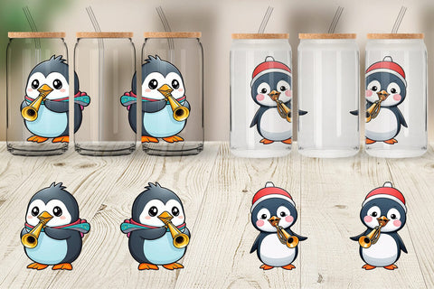 Glass Can Wrap Penguin New Year Sublimation artnoy 