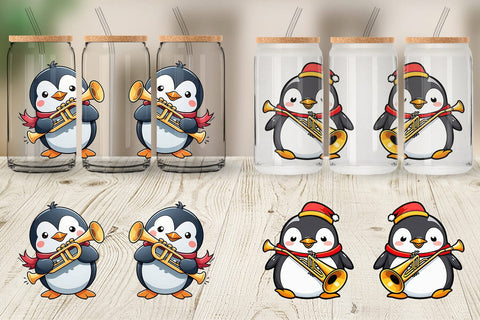 Glass Can Wrap Penguin New Year Sublimation artnoy 