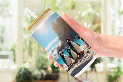 Glass Can Wrap Penguins Summer Sublimation artnoy 