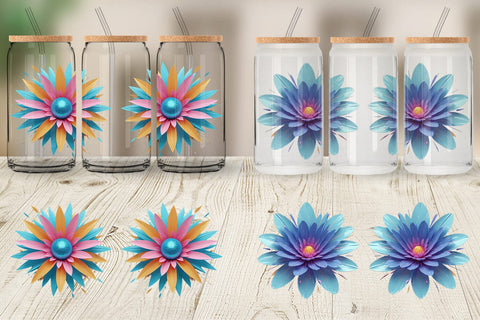 Glass Can Wrap Petal Burst Sublimation artnoy 