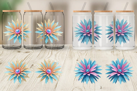 Glass Can Wrap Petal Burst Sublimation artnoy 