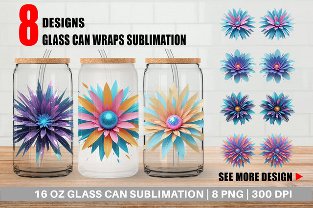Glass Can Wrap Petal Burst Sublimation artnoy 