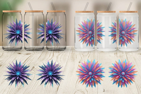 Glass Can Wrap Petal Burst Sublimation artnoy 