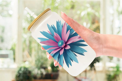 Glass Can Wrap Petal Burst Sublimation artnoy 