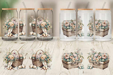 Glass Can Wrap Picnic Basket Sublimation artnoy 