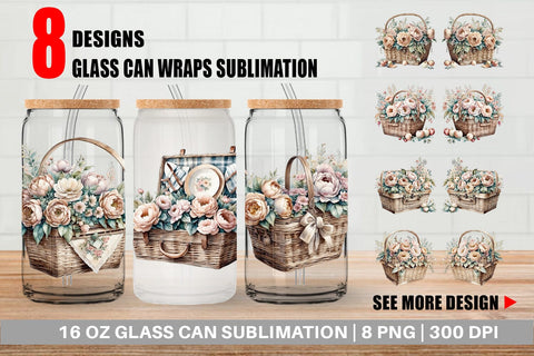 Glass Can Wrap Picnic Basket Sublimation artnoy 