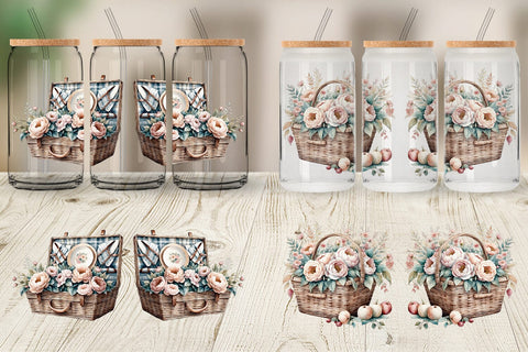 Glass Can Wrap Picnic Basket Sublimation artnoy 
