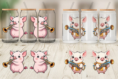 Glass Can Wrap Pig New Year Sublimation artnoy 