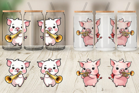 Glass Can Wrap Pig New Year Sublimation artnoy 