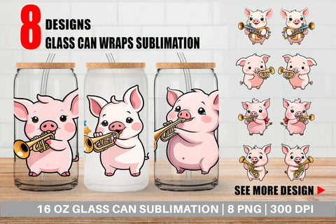 Glass Can Wrap Pig New Year Sublimation artnoy 