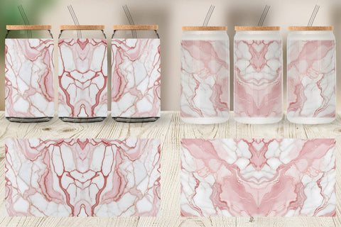 Glass Can Wrap Pink Marble Texture Sublimation artnoy 